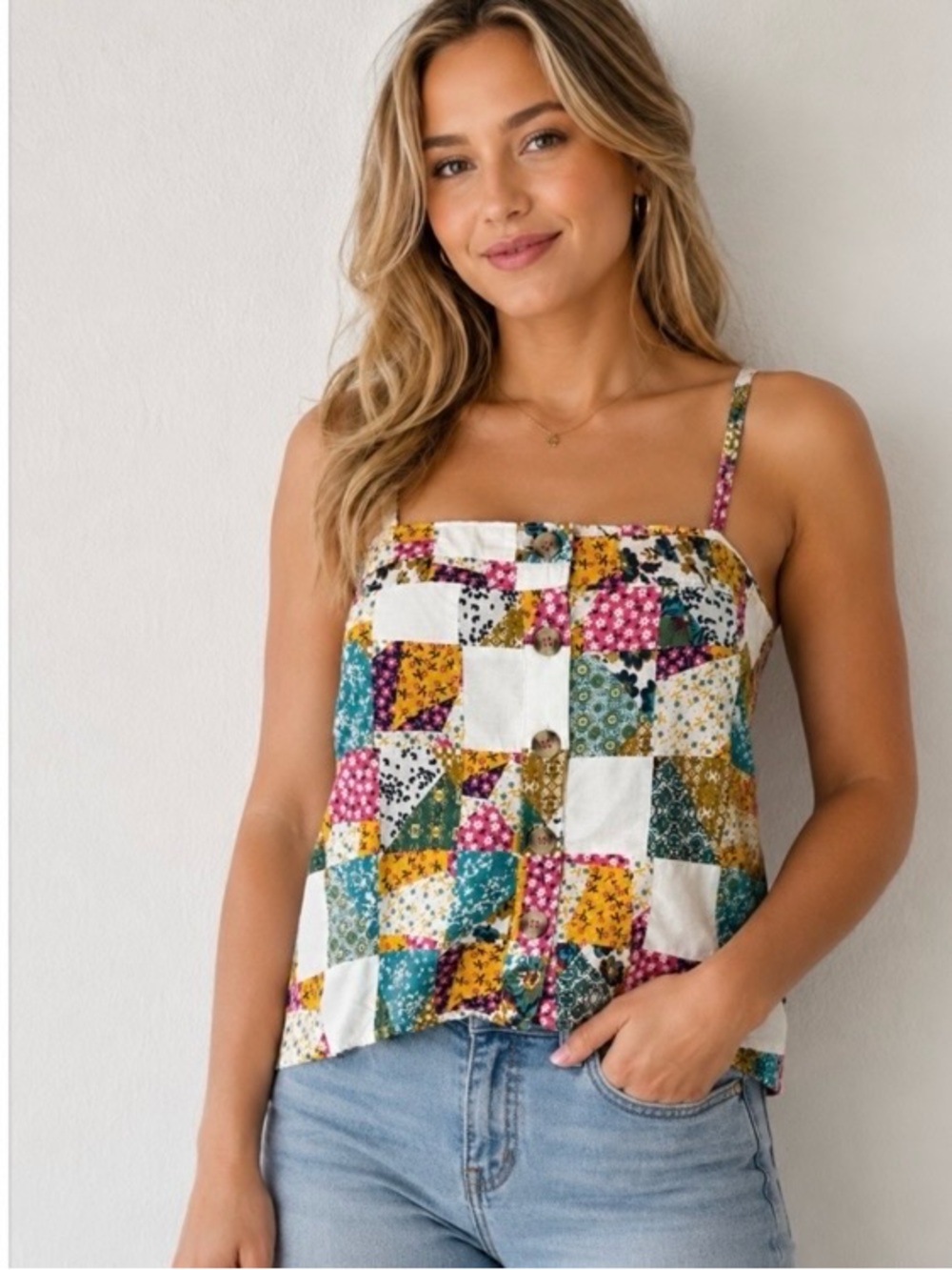 NWT Anthropologie Pilcro Patchwork Print Crop Top